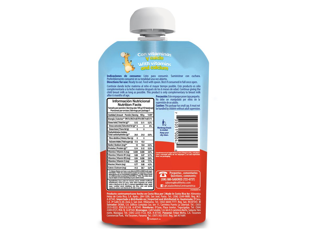 Colado Marca Heinz Sabor Manzana Doypack - 105 Gramos