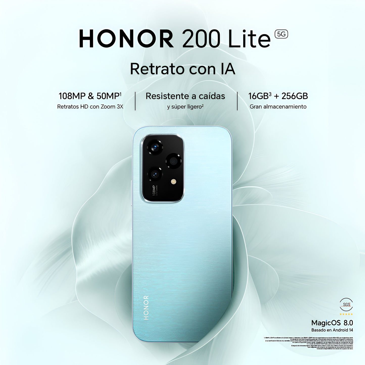 Honor 200 lite Cámara 108MPX Memoria ROM 256GB