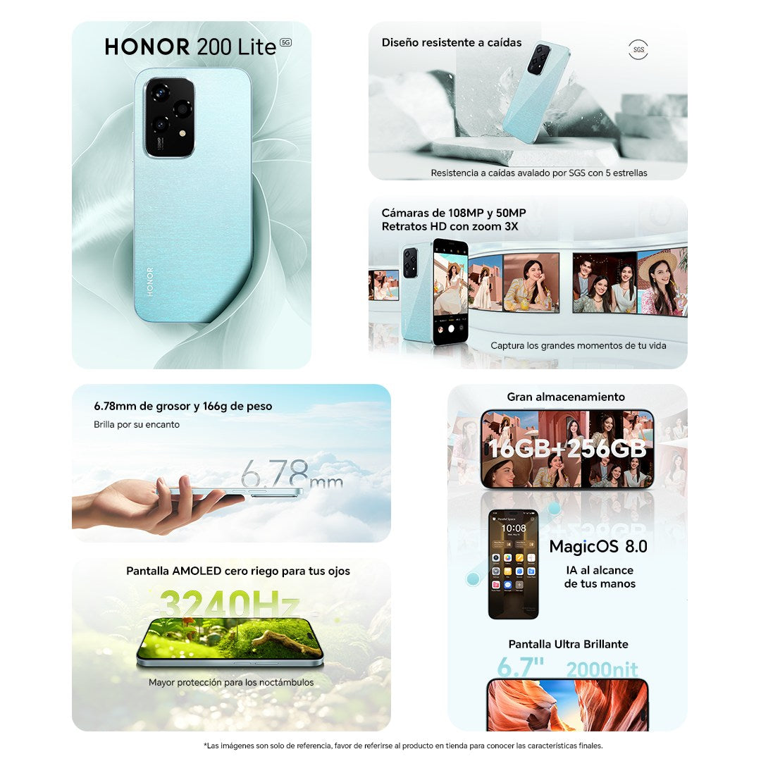 Honor 200 lite Cámara 108MPX Memoria ROM 256GB