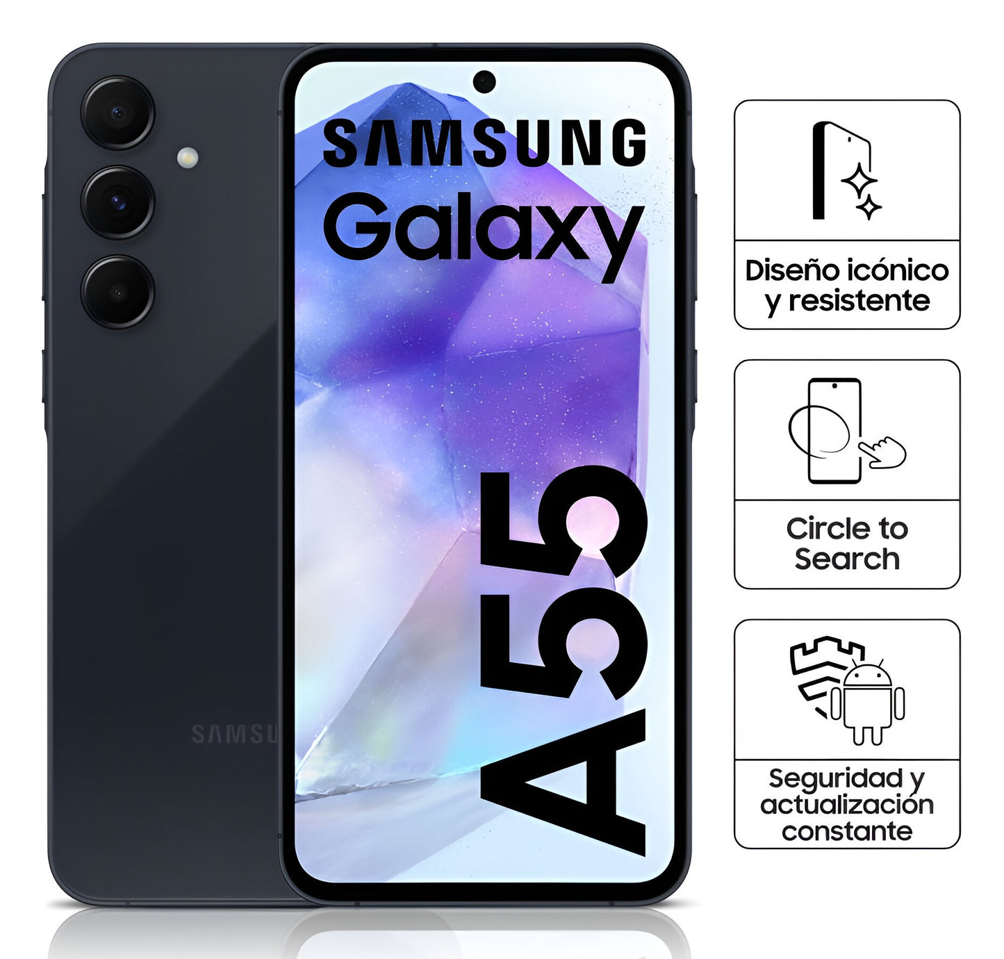 Samsung Galaxy A55 5G Negro Cámara 50MPX Memoria ROM 256GB
