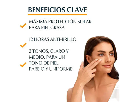 Protector solar Eucerin facial toque seco tono medio FPS 50 - 50 ml