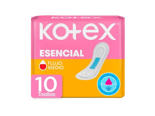 Toallas Femeninas Kotex Esencial Normal Alas Aloe Vera - 10Uds