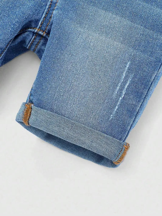 Shorts de mezclilla azul elástica para bebés/niños pequeños