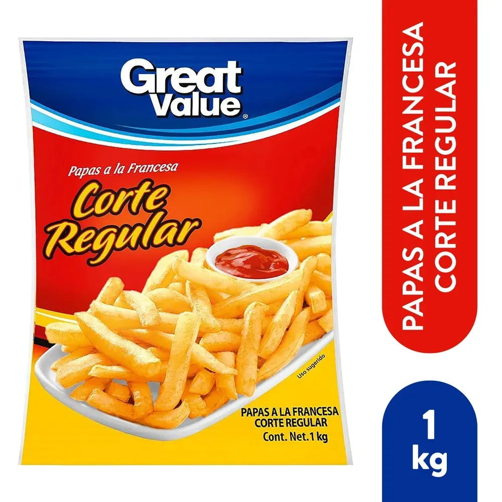 Papas Fritas Great Value Congeladas Corte Regular - 1 kg