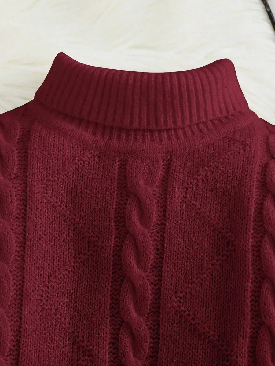 Suéter de cuello alto sólido, cómodo y versátil para niños