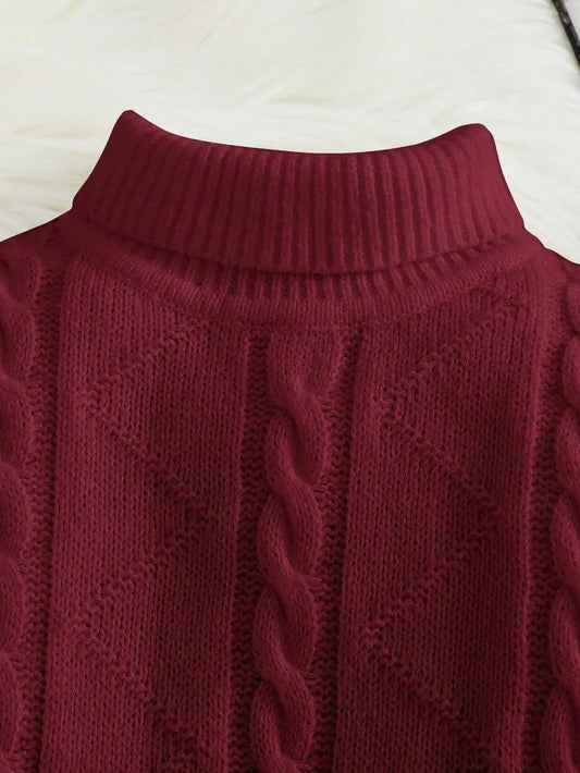 Suéter de cuello alto sólido, cómodo y versátil para niños
