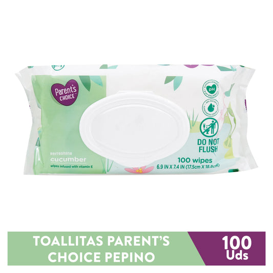 Toallas Húmedas Parent's Choice Aroma Pepino 3 Pack - 100 Unidades