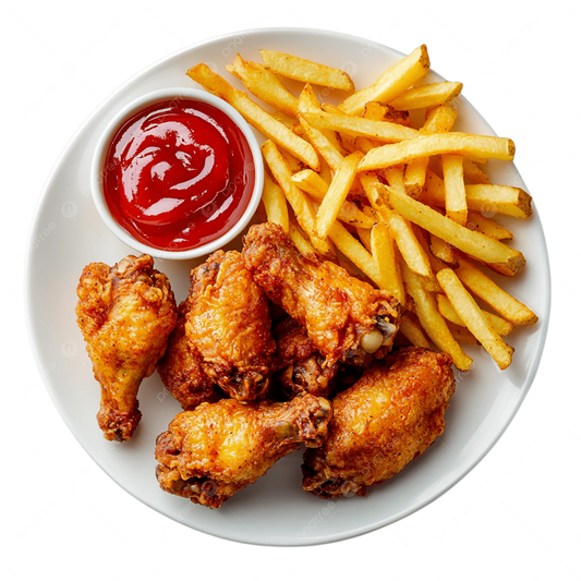 5 alitas picantes + papas a la francesa