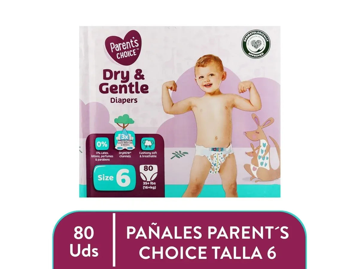 Pañales Parent's Choice Dry and Gentle T6 - 80 Unidades