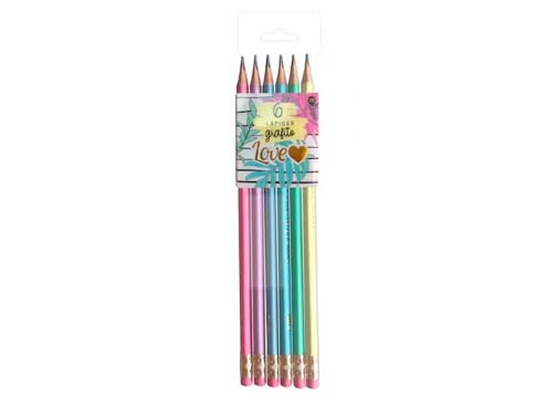lapices de grafito lovers 6 colores