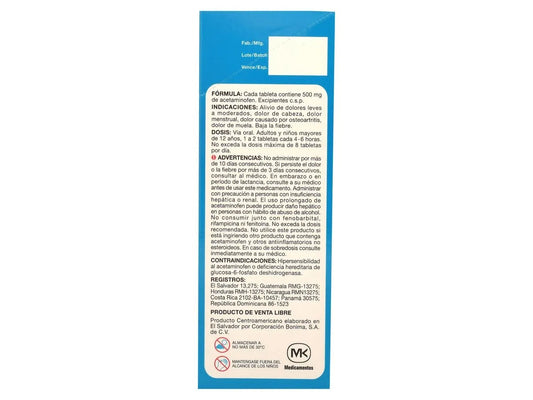Acetaminofen Mk 500mg- Precio por 1 unidad