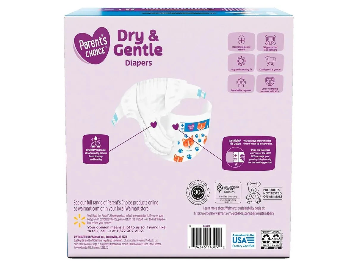 Pañales Parent's Choice Dry and Gentle Talla 8 - 64 Unidades