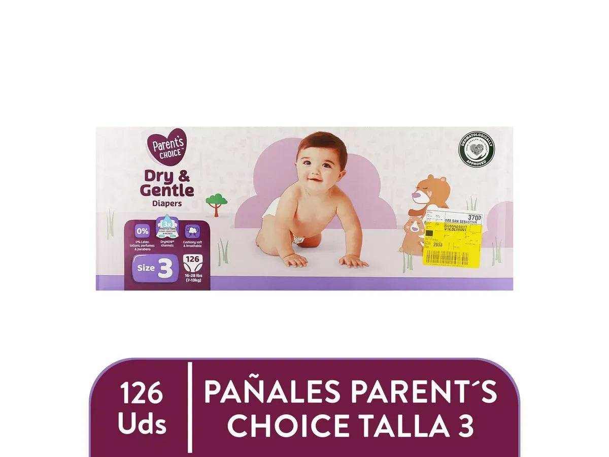 Pañales Parent's Choice Dry and Gentle T3 - 126 Unidades