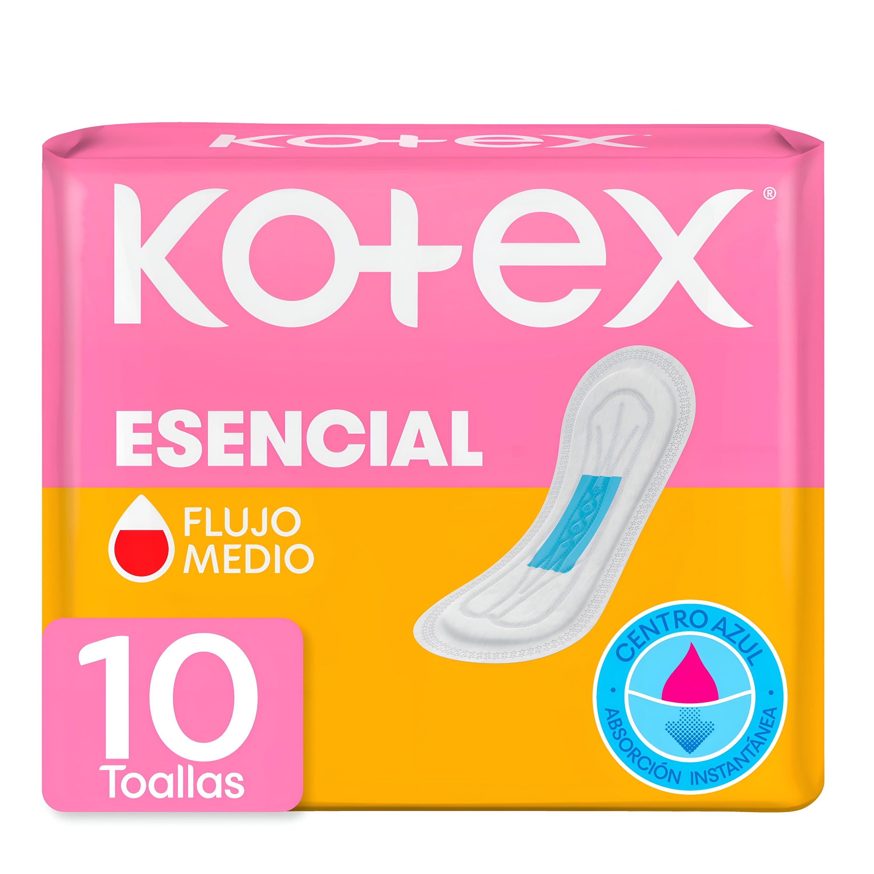 Toallas Femeninas Kotex Esencial Normal Sin Alas Aloe Vera - 10 Unidades